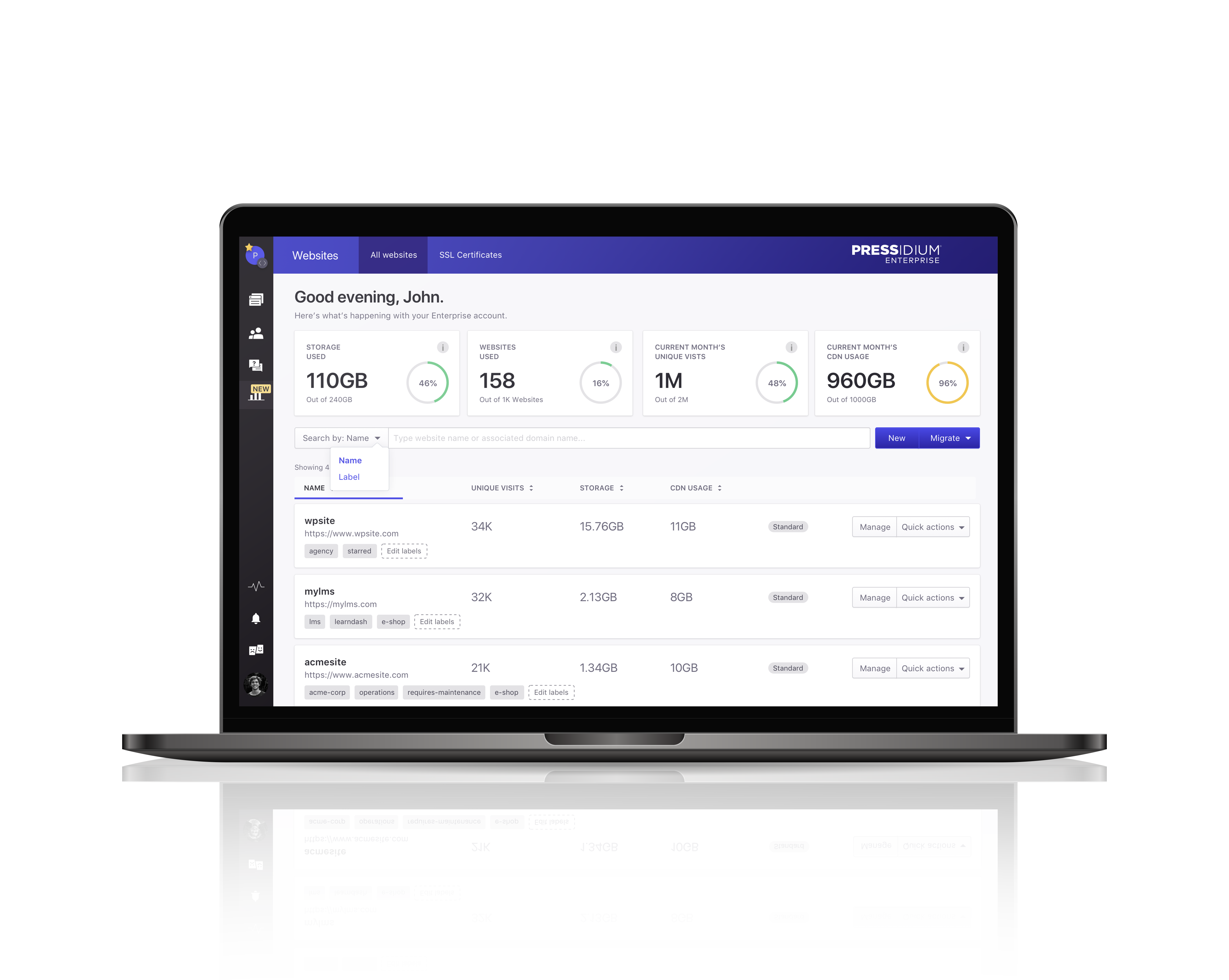 Pressidium Dashboard