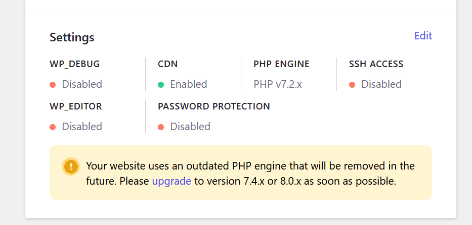 Pressidium Dashboard - Check WordPress PHP Version before Upgrading