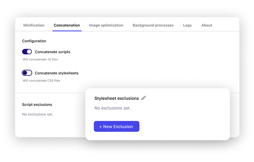 JavaScript and CSS concatenation settings in the Pressidium Performance plugin