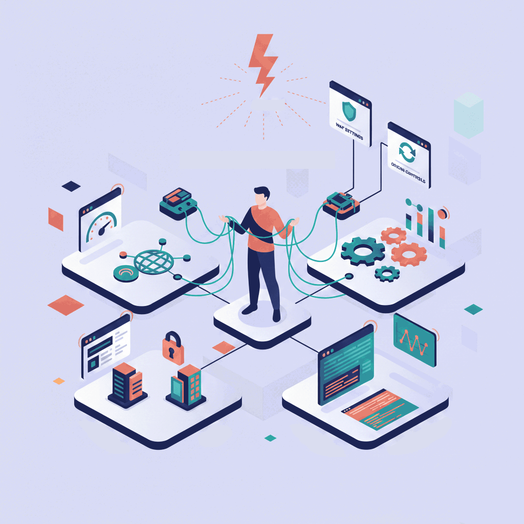 Fragmented WordPress stack with hosting, CDN, and plugins operating without a unified control plane