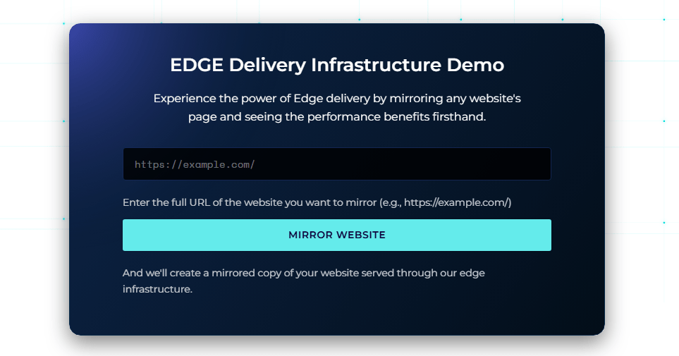 Pressidium EDGE Mirroring Demo interface showing read-only page served through edge network