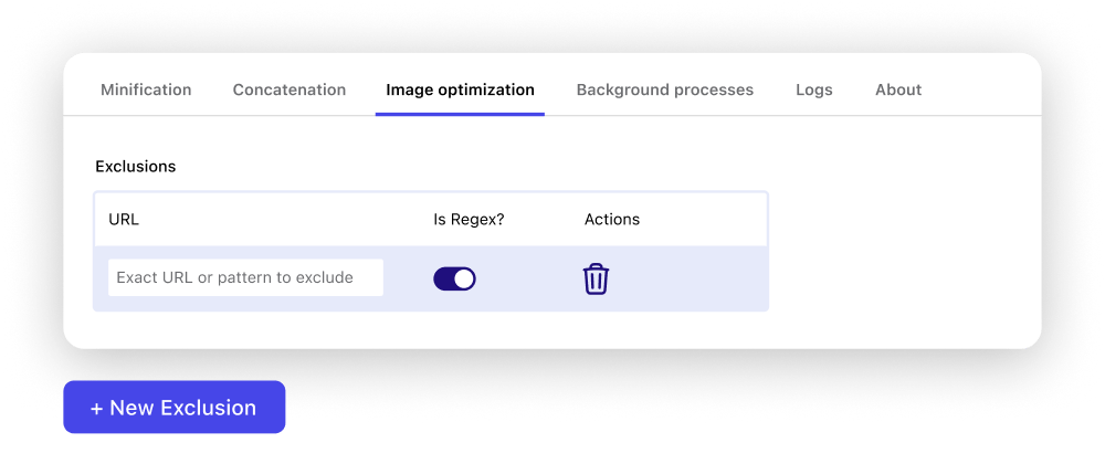 Image exclusion rules in the Pressidium Performance plugin